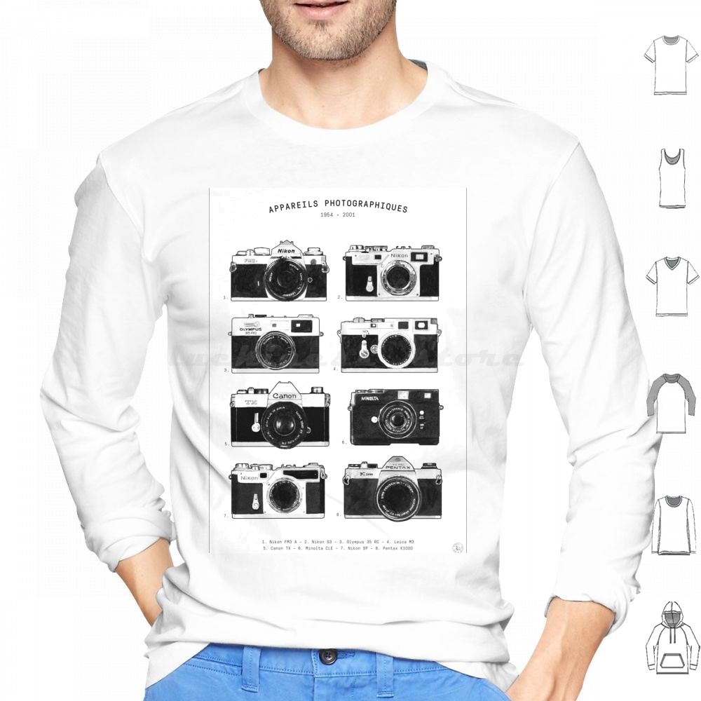 Collectible Vintage Cameras - Vintage Cameras Collection Hoodies Long Sleeve