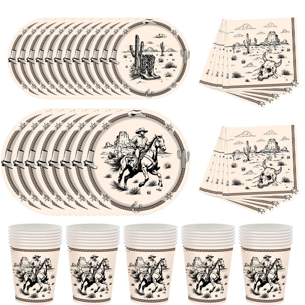 Vintage Toys Collection - Vintage Western Cowboy Party Tableware Set
