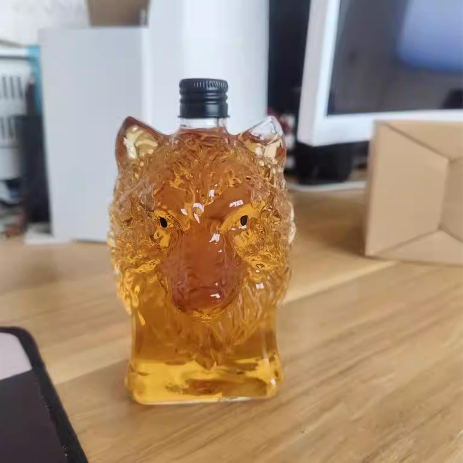 Whiskey Bottle Wolf Shape Wine - Vintage Collectible Glass 评论和价格