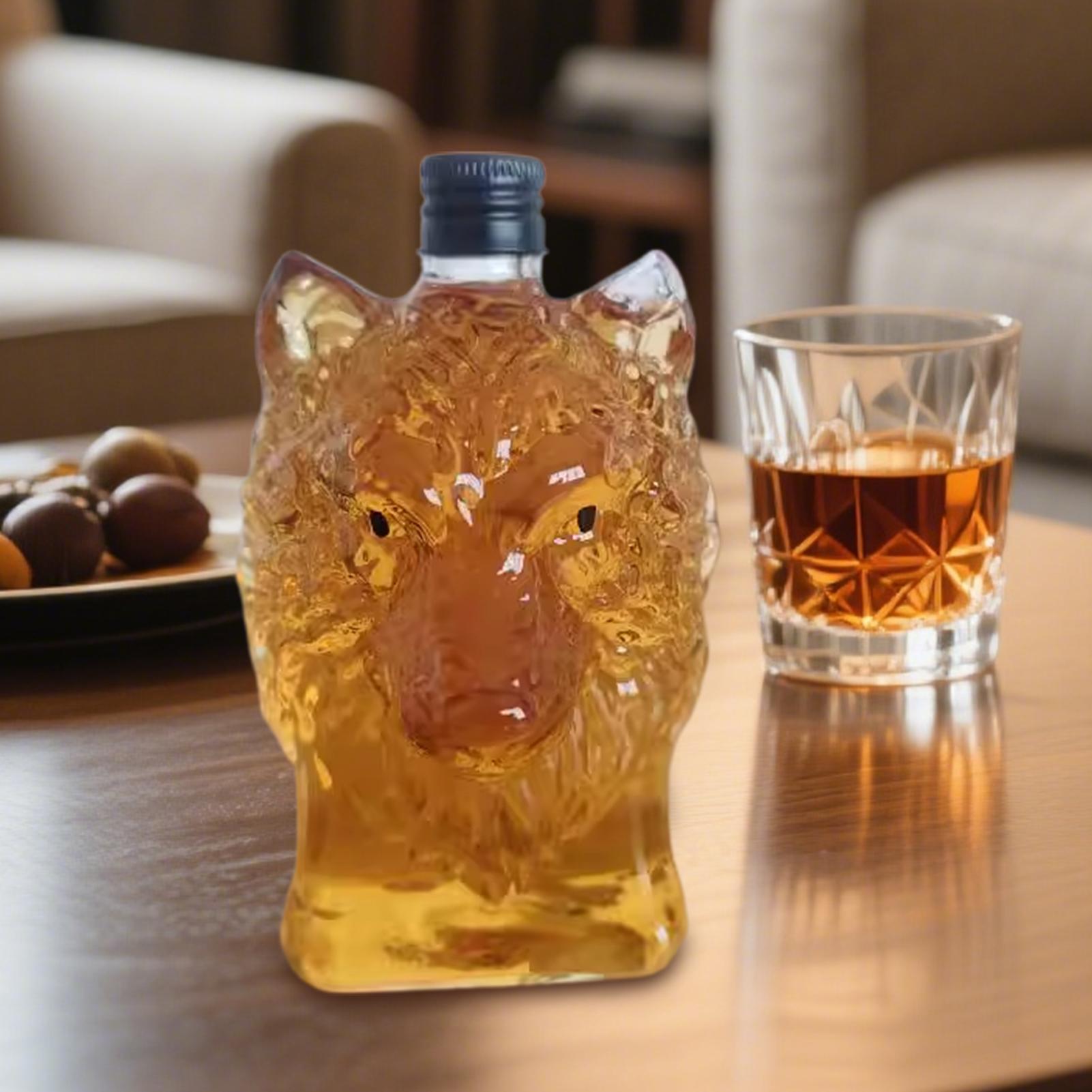 Whiskey Bottle Wolf Shape Wine - Vintage Collectible Glass 评论和价格