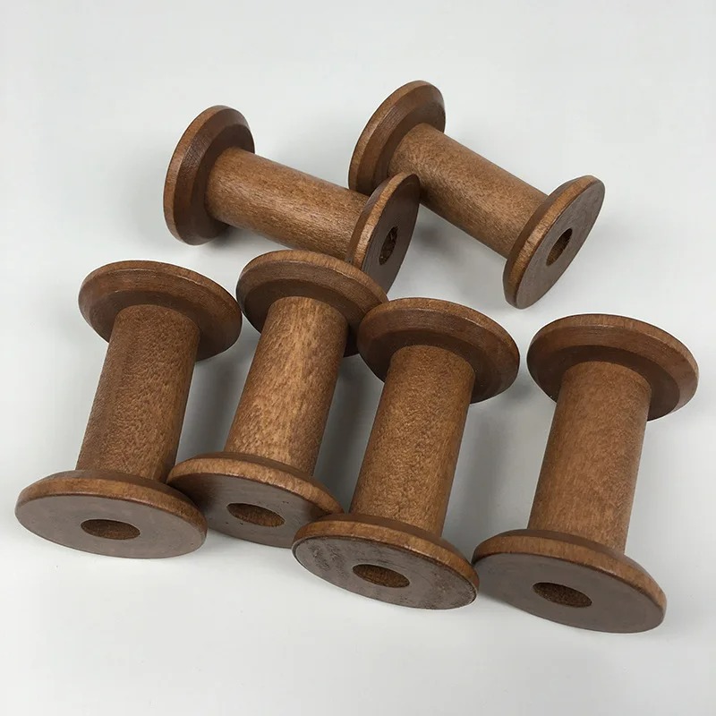 6Pcs Vintage Wooden Spools DIY - Typewriter Ribbon Roll 评论和价格